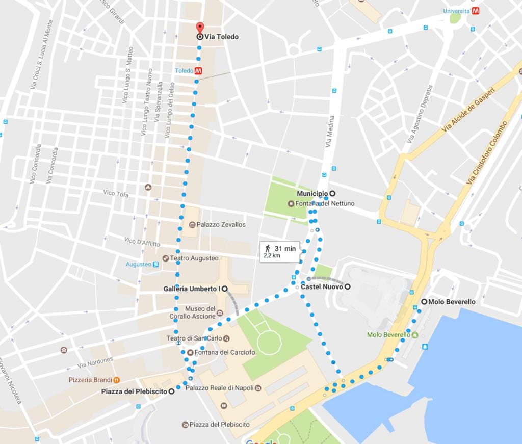 пешачка тура Напуљ мапи